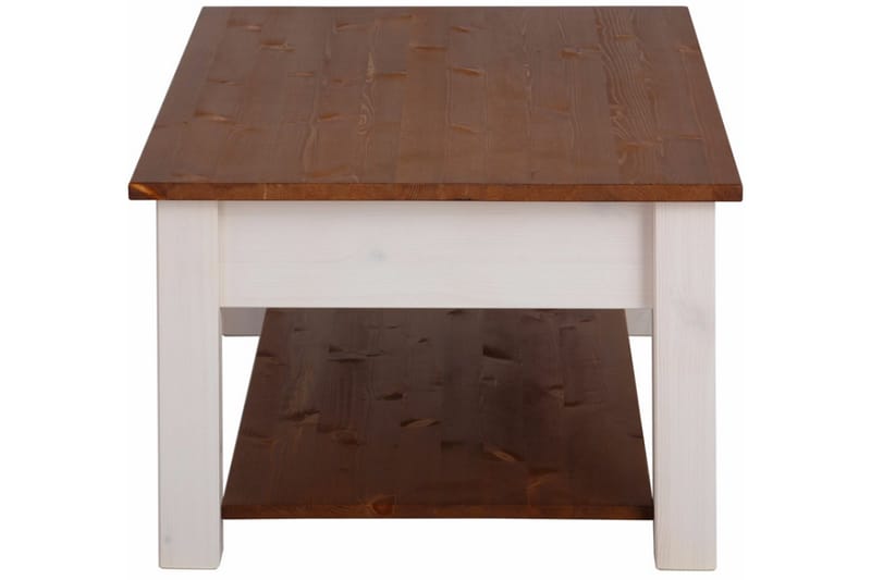 Soffbord Yamina 100 cm med Förvaring 2 Lådor + Hylla - Vit/Brun - Möbler - Bord & matgrupp - Soffbord