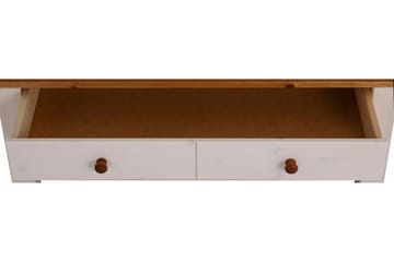 Soffbord Yamina 100 cm med Förvaring 2 Lådor + Hylla - Vit/Brun - Möbler - Bord & matgrupp - Soffbord