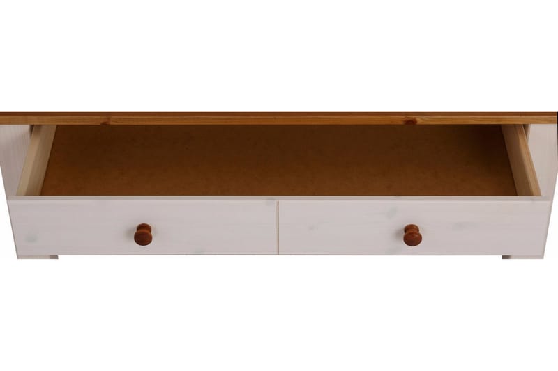 Soffbord Yamina 100 cm med Förvaring 2 Lådor + Hylla - Vit/Brun - Möbler - Bord & matgrupp - Soffbord