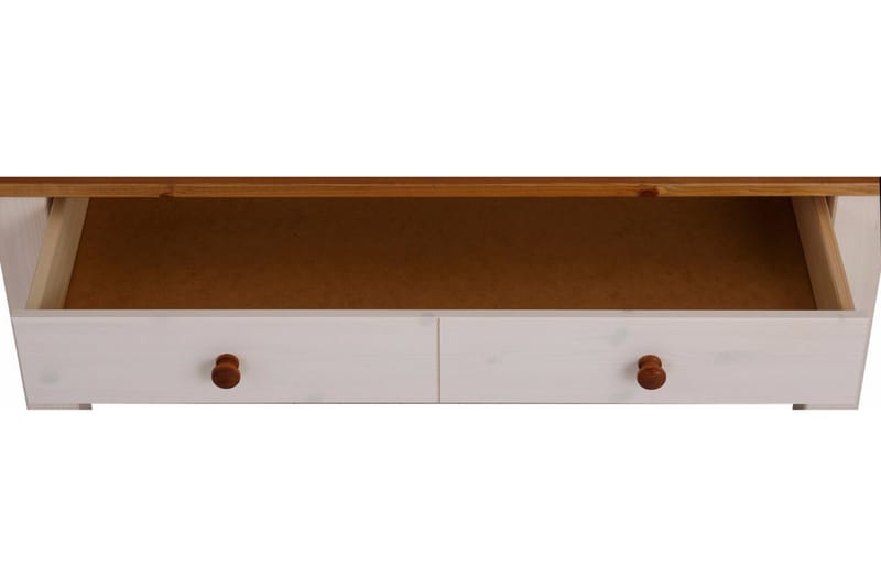 Soffbord Yamina 100 cm med Förvaring 2 Lådor + Hylla - Vit/Brun - Soffbord