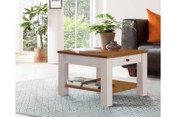 Soffbord Yamina 60 cm med Förvaring Låda + Hylla - Vit/Brun - Möbler - Bord & matgrupp - Soffbord