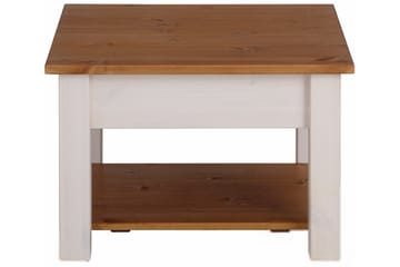 Soffbord Yamina 60 cm med Förvaring Låda + Hylla - Vit/Brun - Möbler - Bord & matgrupp - Soffbord