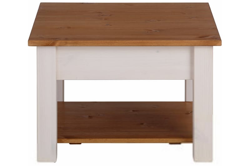 Soffbord Yamina 60 cm med Förvaring Låda + Hylla - Vit/Brun - Möbler - Bord & matgrupp - Soffbord