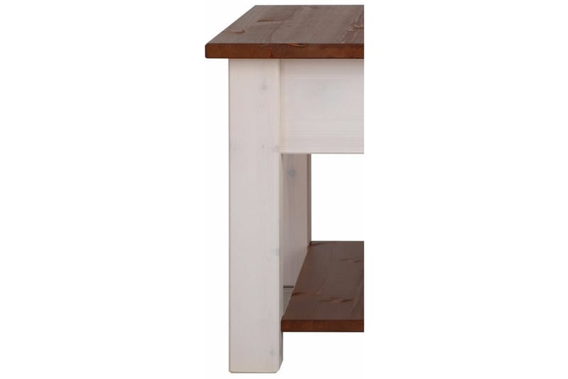 Soffbord Yamina 60 cm med Förvaring Låda + Hylla - Vit/Brun - Soffbord