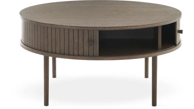 Soffbord Yngvar Ø90 cm - Brun Belfort-finish - Möbler - Bord & matgrupp - Soffbord - Soffbord med förvaring