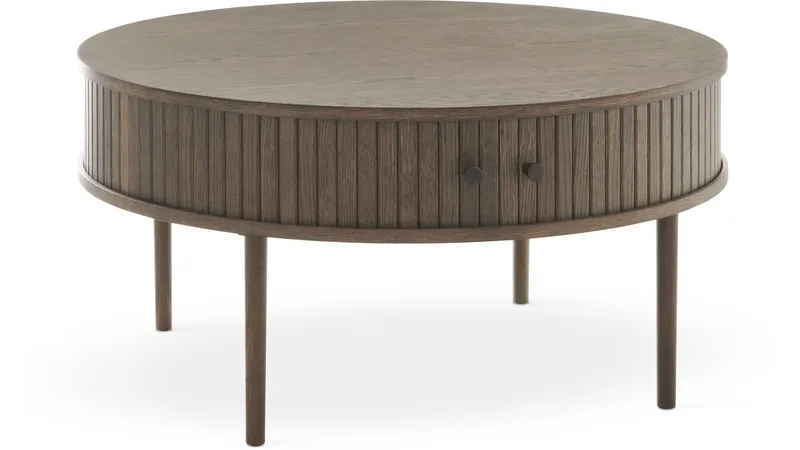 Soffbord Yngvar Ø90 cm - Brun Belfort-finish - Möbler - Bord & matgrupp - Soffbord - Soffbord med förvaring