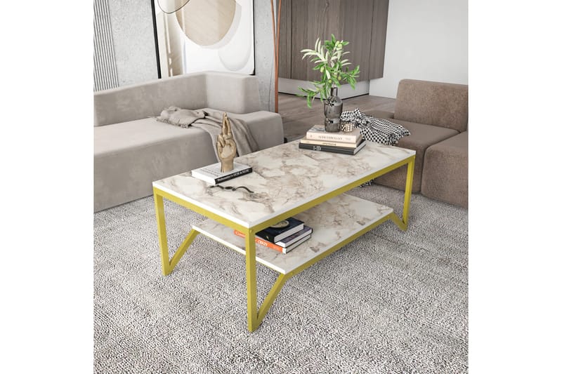 Soffbord Zakkum 60x45,8x120 cm - Guld/Vit - Möbler - Bord & matgrupp - Soffbord