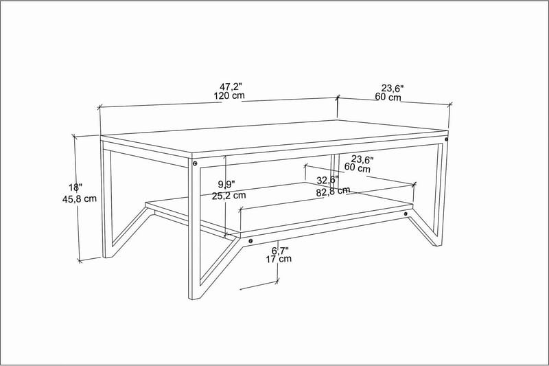 Soffbord Zakkum 60x45,8x120 cm - Guld/Vit - Soffbord