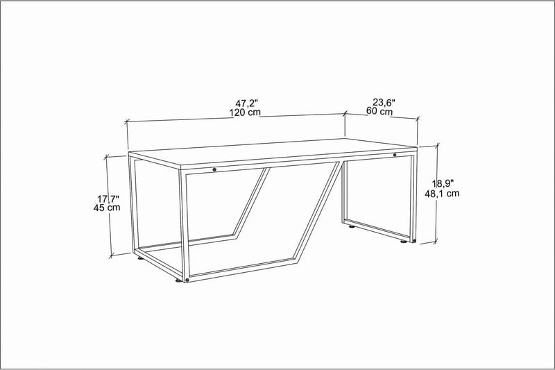 Soffbord Zakkum 60x48x120 cm - Vit - Soffbord