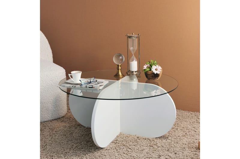 Soffbord Zalumi 75x35x75 cm Runt - Vit - Möbler - Bord & matgrupp - Soffbord