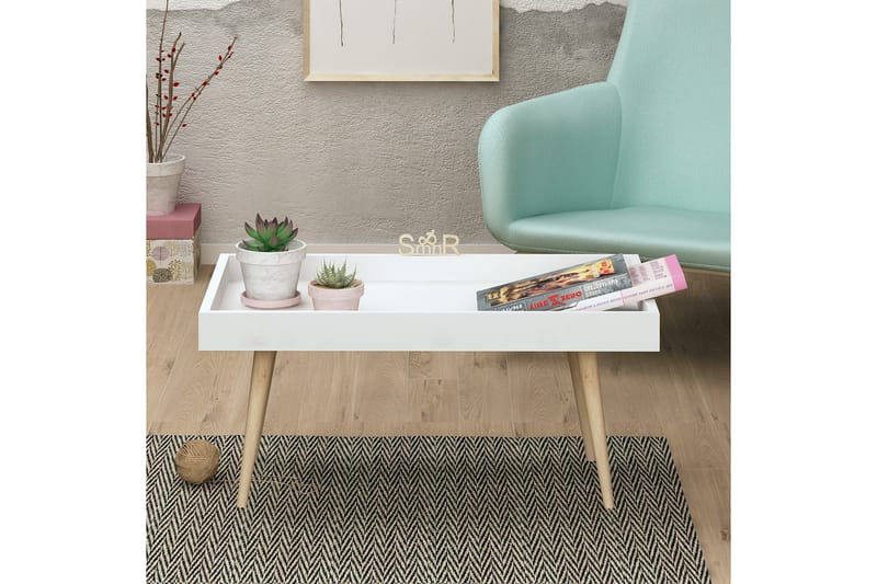 Soffbord Zonata 80 cm - Vit/Natur - Möbler - Bord & matgrupp - Soffbord