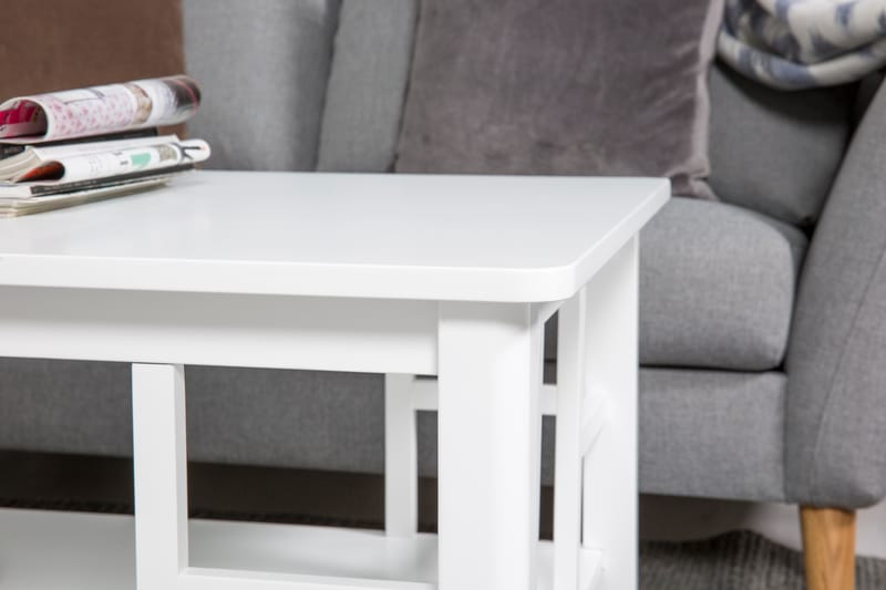 Soffbord Piteå 130 cm med Förvaring Hylla Vit - Vit - Soffbord med förvaring - Soffbord