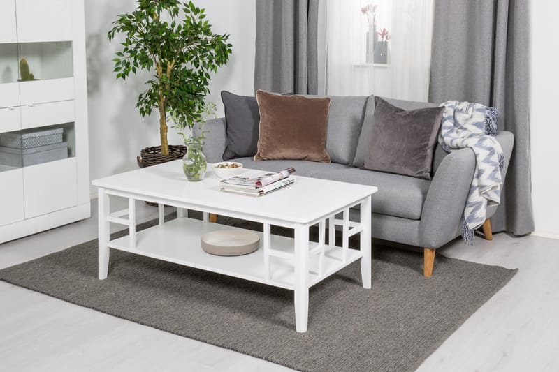 Soffbord Piteå 130 cm med Förvaring Hylla Vit - Vit - Möbler - Bord & matgrupp - Soffbord - Soffbord med förvaring