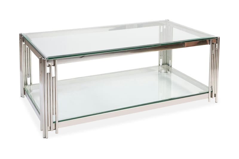 Soffbord Prato 130 cm med Förvaring Hylla Glas/Krom - Stenexpo - Soffbord