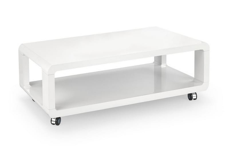 Soffbord Perreira 105 cm med Förvaring Hylla på Hjul - Vit - Möbler - Bord & matgrupp - Soffbord