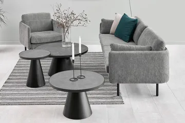 Soli Förlängingsbart Soffbord 66 cm Runt - Glas/Svart/Matt Svart - Möbler - Bord & matgrupp - Soffbord