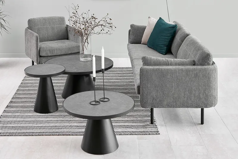 Soli Förlängingsbart Soffbord 66 cm Runt - Glas/Svart/Matt Svart - Möbler - Bord & matgrupp - Soffbord