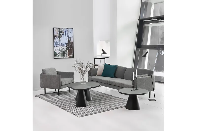 Soli Förlängingsbart Soffbord 66 cm Runt - Glas/Svart/Matt Svart - Möbler - Bord & matgrupp - Soffbord