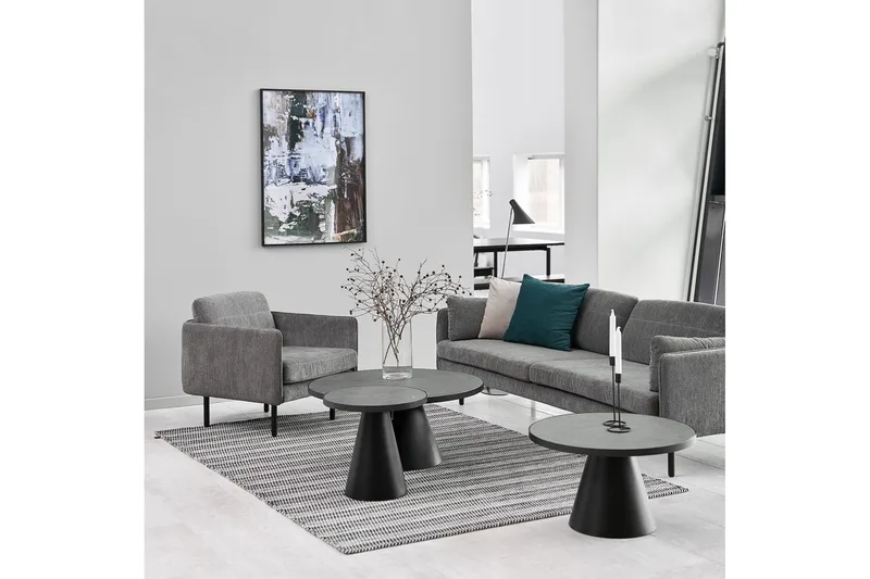 Soli Förlängingsbart Soffbord 66 cm Runt - Glas/Svart/Matt Svart - Möbler - Bord & matgrupp - Soffbord