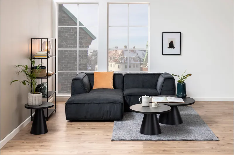 Soli Förlängingsbart Soffbord 66 cm Runt - Glas/Svart/Matt Svart - Möbler - Bord & matgrupp - Soffbord