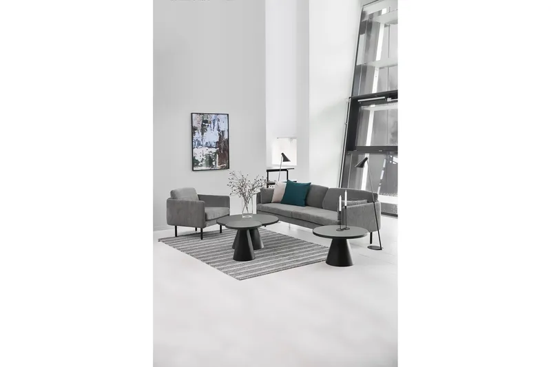 Soli Soffbord 46 cm Runt - Glas/Svart/Matt Svart - Möbler - Bord & matgrupp - Soffbord