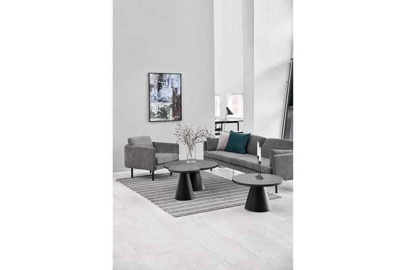 Soli Soffbord 46 cm Runt - Glas/Svart/Matt Svart - Möbler - Bord & matgrupp - Soffbord