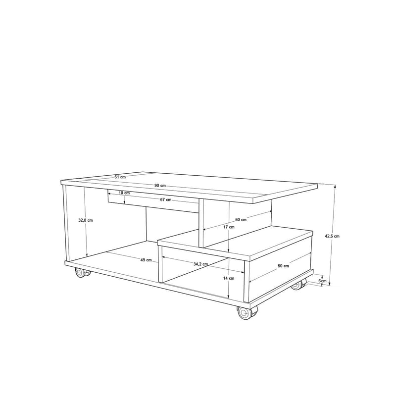Solven Soffbord 90x42,5x51 cm - Ek/Antracit - Möbler - Bord & matgrupp - Soffbord - Soffbord med hjul