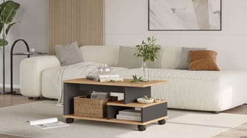 Solven Soffbord 90x42,5x51 cm - Ek/Antracit - Möbler - Bord & matgrupp - Soffbord - Soffbord med hjul