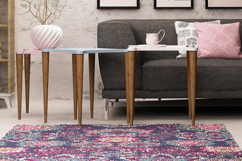 Springtime Satsbord 50 cm 3 Bord - Vit/Rosa/Blå - Möbler - Bord & matgrupp - Soffbord