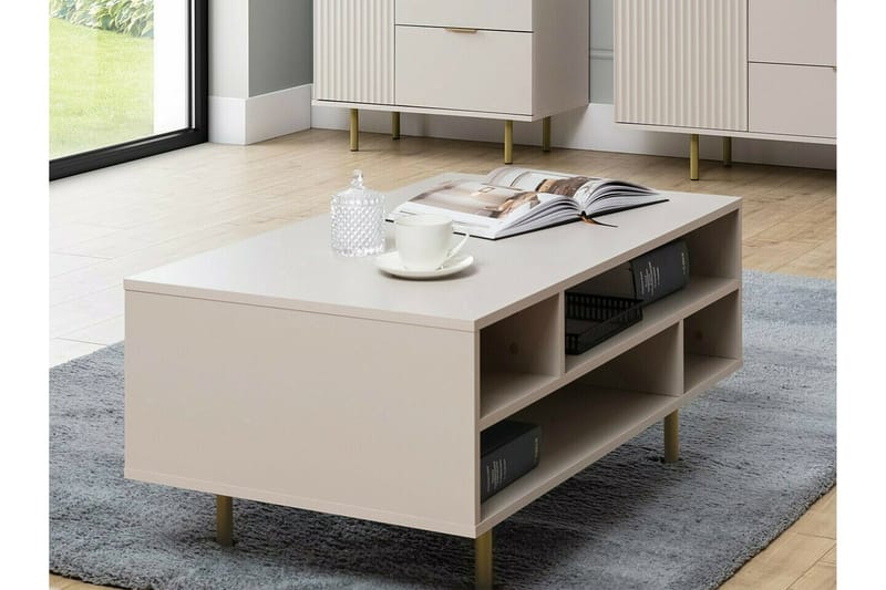 Staffin Rektangulärt Soffbord med Öppna Hyllfack i Trä - Beige - Möbler - Bord & matgrupp - Soffbord