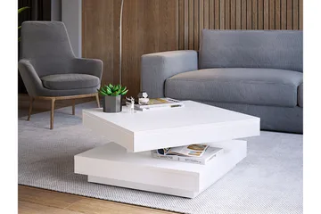 Stoliv Soffbord 70 cm Vridbart med Förvaring Hylla - Vit - Möbler - Bord & matgrupp - Soffbord - Soffbord med förvaring