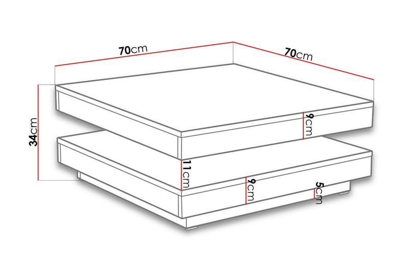 Stoliv Soffbord 70 cm Vridbart med Förvaring Hylla - Vit - Möbler - Bord & matgrupp - Soffbord - Soffbord med förvaring