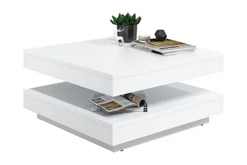 Stoliv Soffbord 70 cm Vridbart med Förvaring Hylla - Vit - Möbler - Bord & matgrupp - Soffbord - Soffbord med förvaring