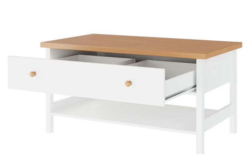 Storys Soffbord 110 cm med Förvaring Låda + Hylla - Beige/Vit - Möbler - Bord & matgrupp - Soffbord - Soffbord med förvaring