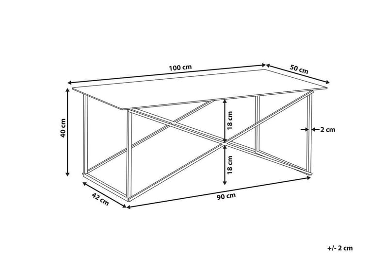 Soffbord Stromback 100 cm Marmormönster - Vit/Silver - Marmorbord - Soffbord