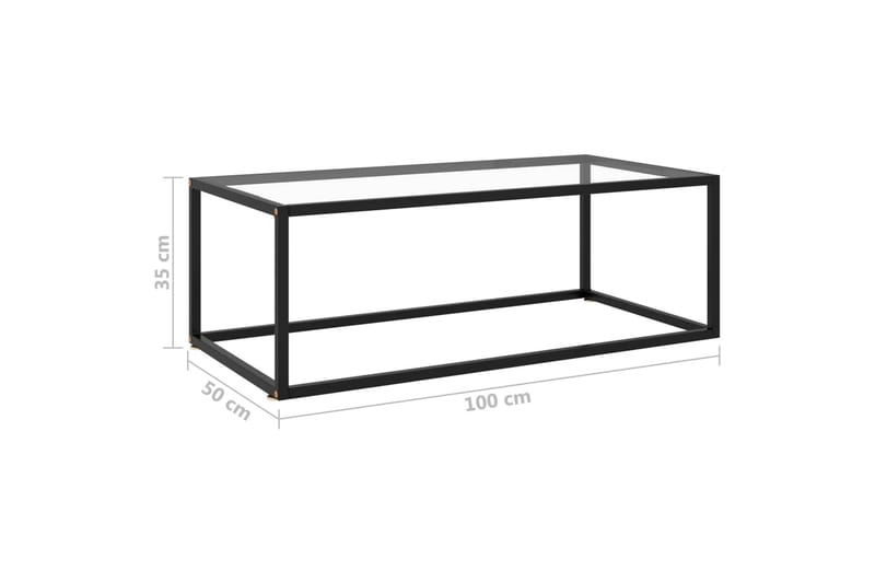 Soffbord svart med härdat glas 100x50x35 cm - Svart - Soffbord
