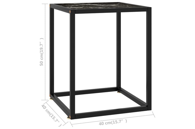 Soffbord svart med svart marmorglas 40x40x50 cm - Svart - Marmorbord - Soffbord