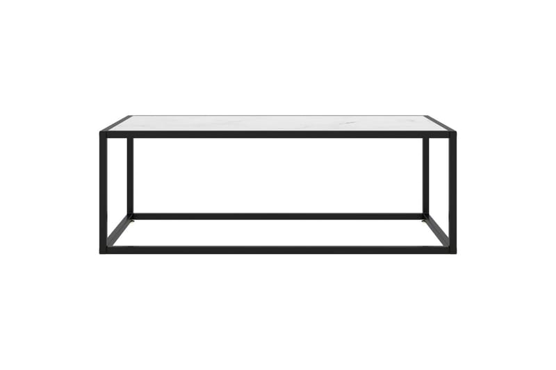 Soffbord svart med vit marmor glas 100x50x35 cm - Svart - Marmorbord - Soffbord