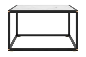 Soffbord svart med vit marmor glas 60x60x35 cm