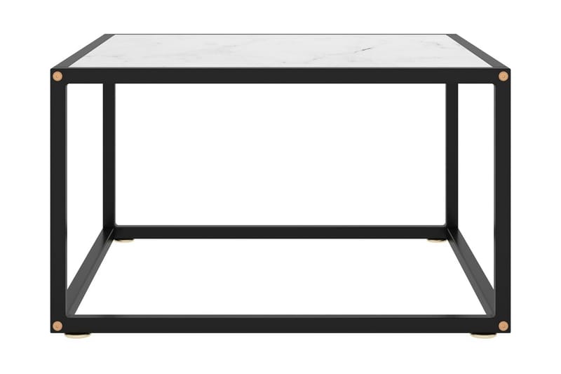 Soffbord svart med vit marmor glas 60x60x35 cm - Svart - Marmorbord - Soffbord