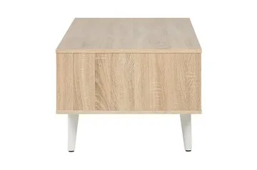 Swanea Soffbord 120 cm med Förvaring Skåp + Hylla - Ljusbrun/Vit - Möbler - Bord & matgrupp - Soffbord - Soffbord med förvaring