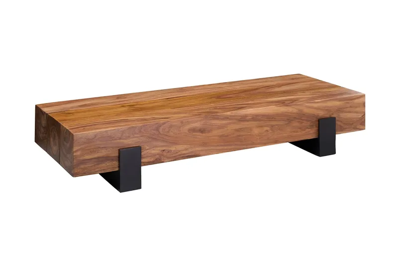Taquanna Soffbord 115 cm Runt, Massivt Trä/Valnötsbrun/Svart