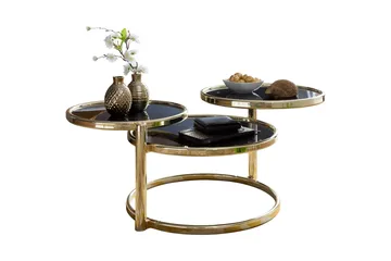 Tarwater Soffbord 58 cm med Förvaring Hyllor Runt - Glas/Svart/Guld - Möbler - Bord & matgrupp - Soffbord