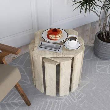 Tatil Satsbord 38 cm - Travertin - Möbler - Bord & matgrupp - Soffbord - Kistbord