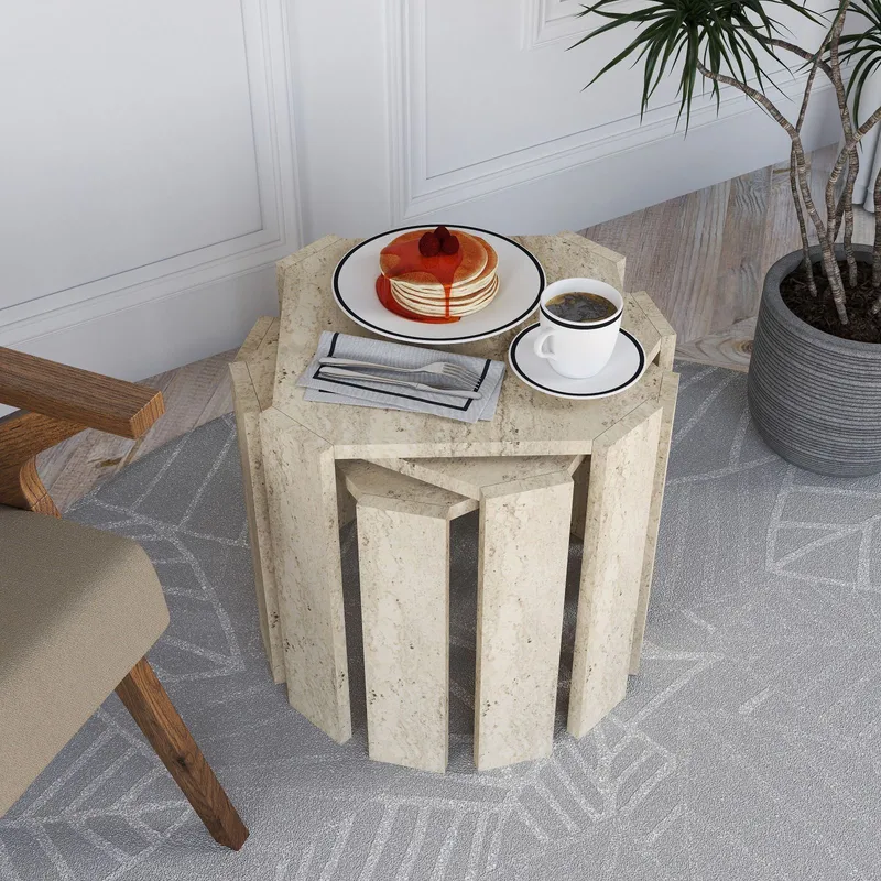 Tatil Satsbord 38 cm - Travertin - Möbler - Bord & matgrupp - Soffbord - Kistbord