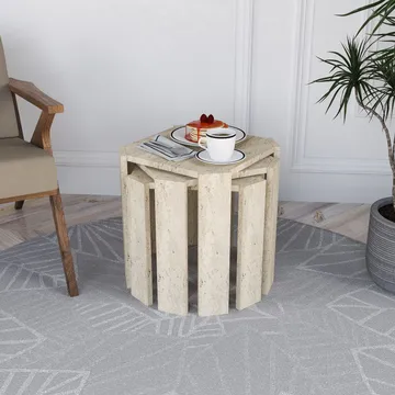 Tatil Satsbord 38 cm - Travertin - Möbler - Bord & matgrupp - Soffbord - Kistbord