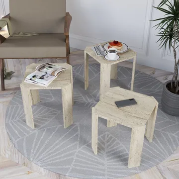 Tatil Satsbord 38 cm - Travertin - Möbler - Bord & matgrupp - Soffbord - Kistbord