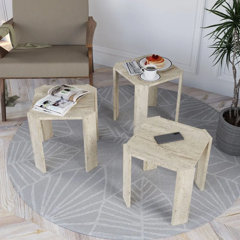Tatil Satsbord 38 cm - Travertin - Möbler - Bord & matgrupp - Soffbord - Kistbord