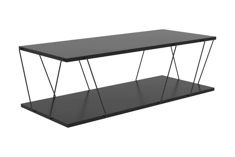 Soffbord Terande 120 cm med Förvaring Hylla - Antracit/Svart - Soffbord