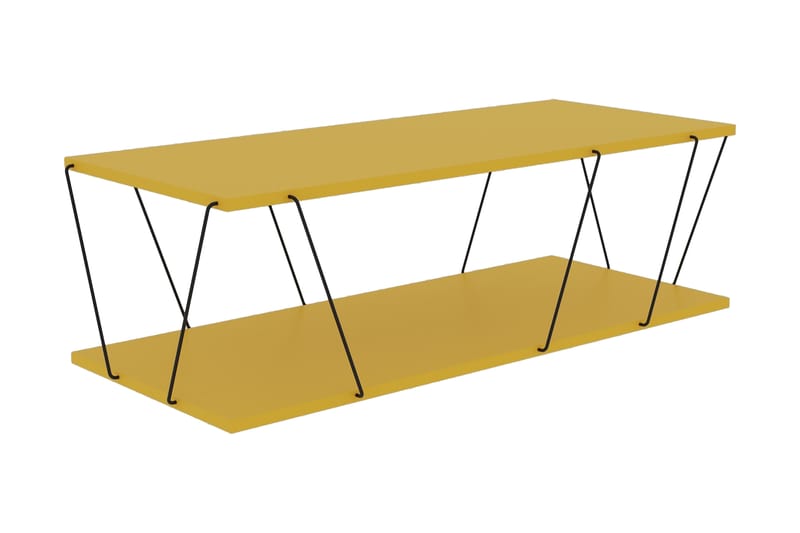 Soffbord Terande 120 cm med Förvaring Hylla - Gul/Svart - Soffbord
